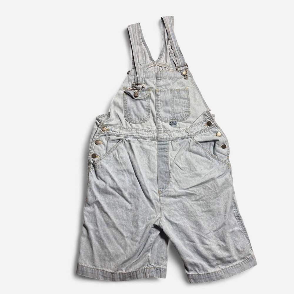Vintage 90s London London light wash denim overall shorts size M